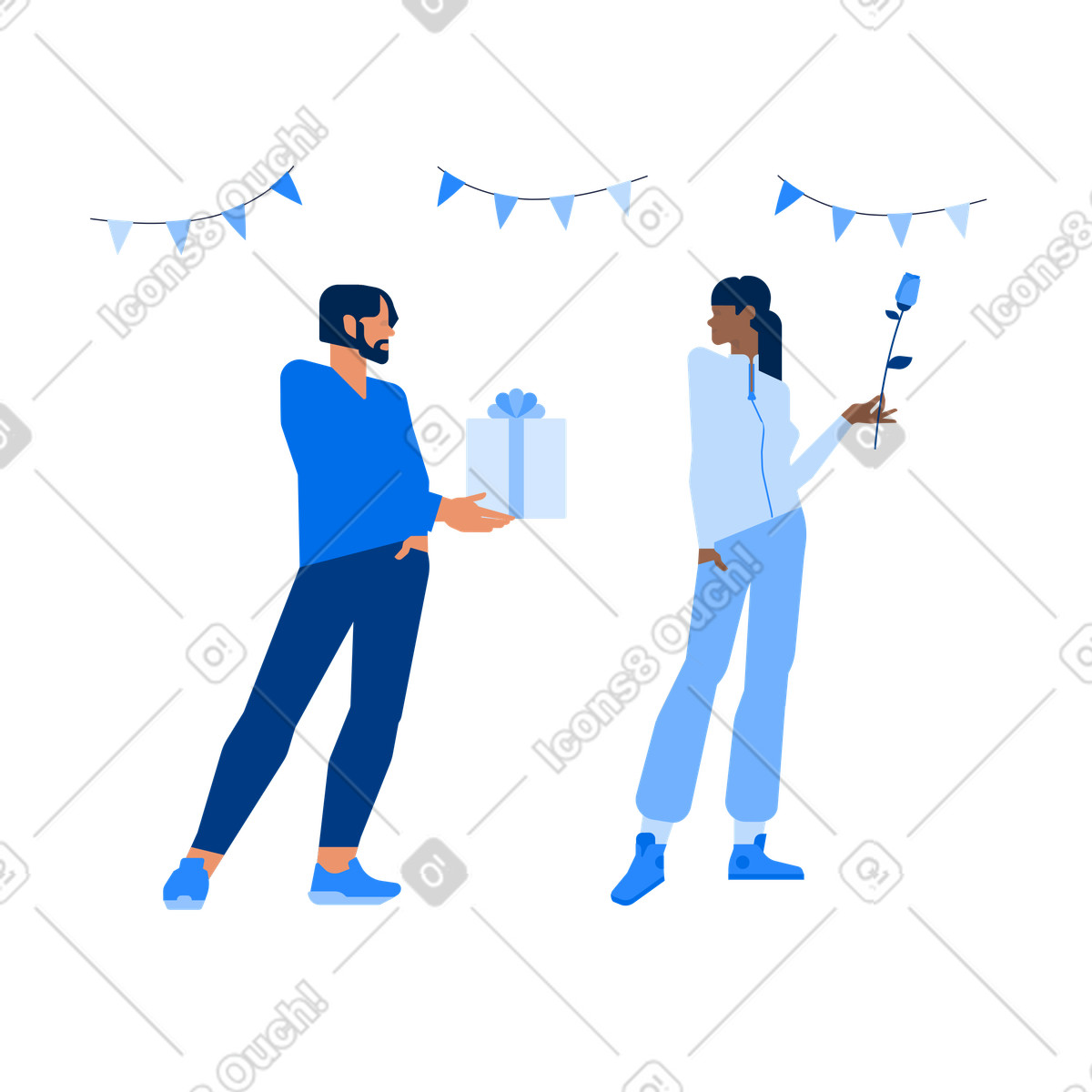 Valentinstag-Illustration im Urban-Stil als Download in PNG, SVG