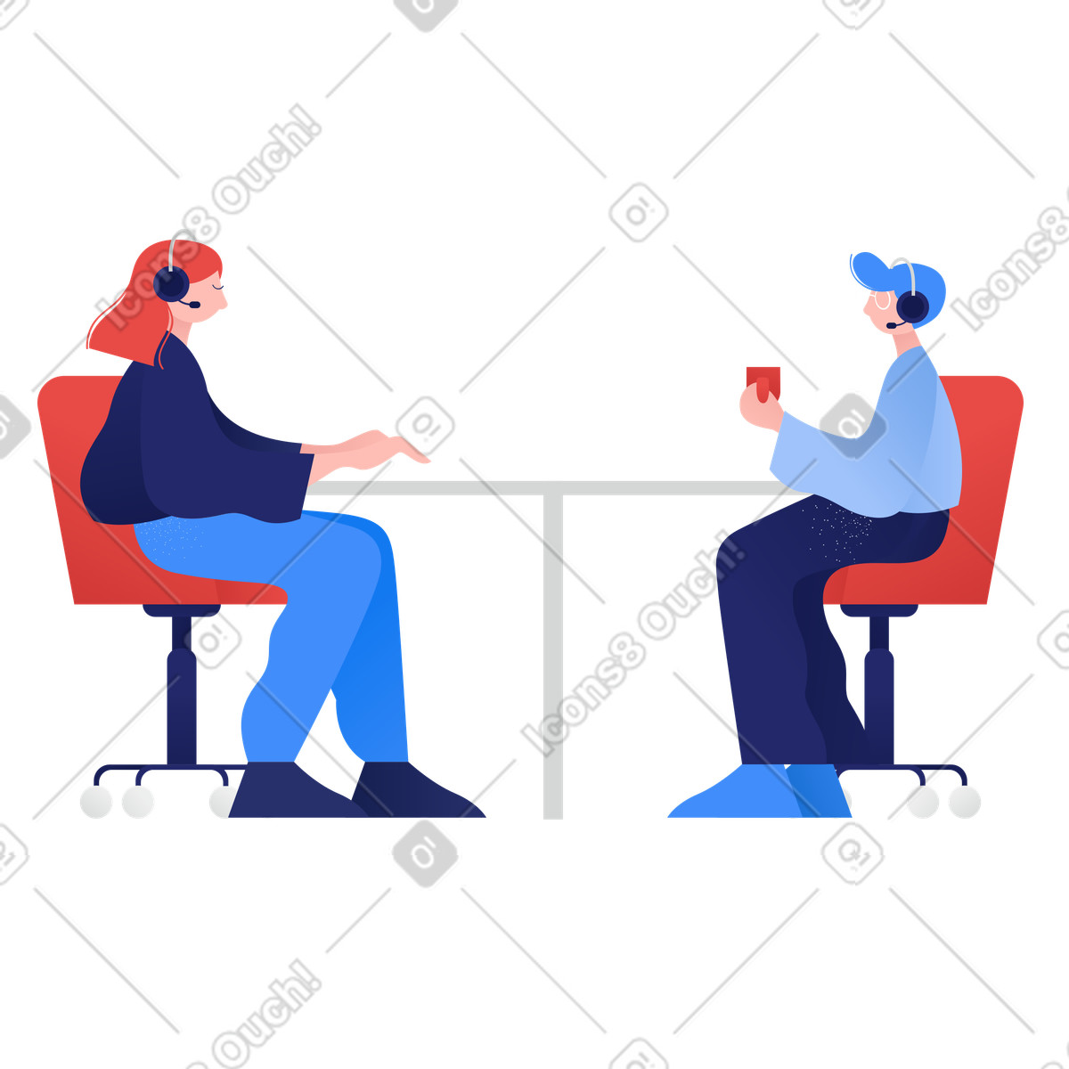 Mitarbeiter des technischen supports am tisch-Illustration im Clip-Stil als Download in PNG, SVG
