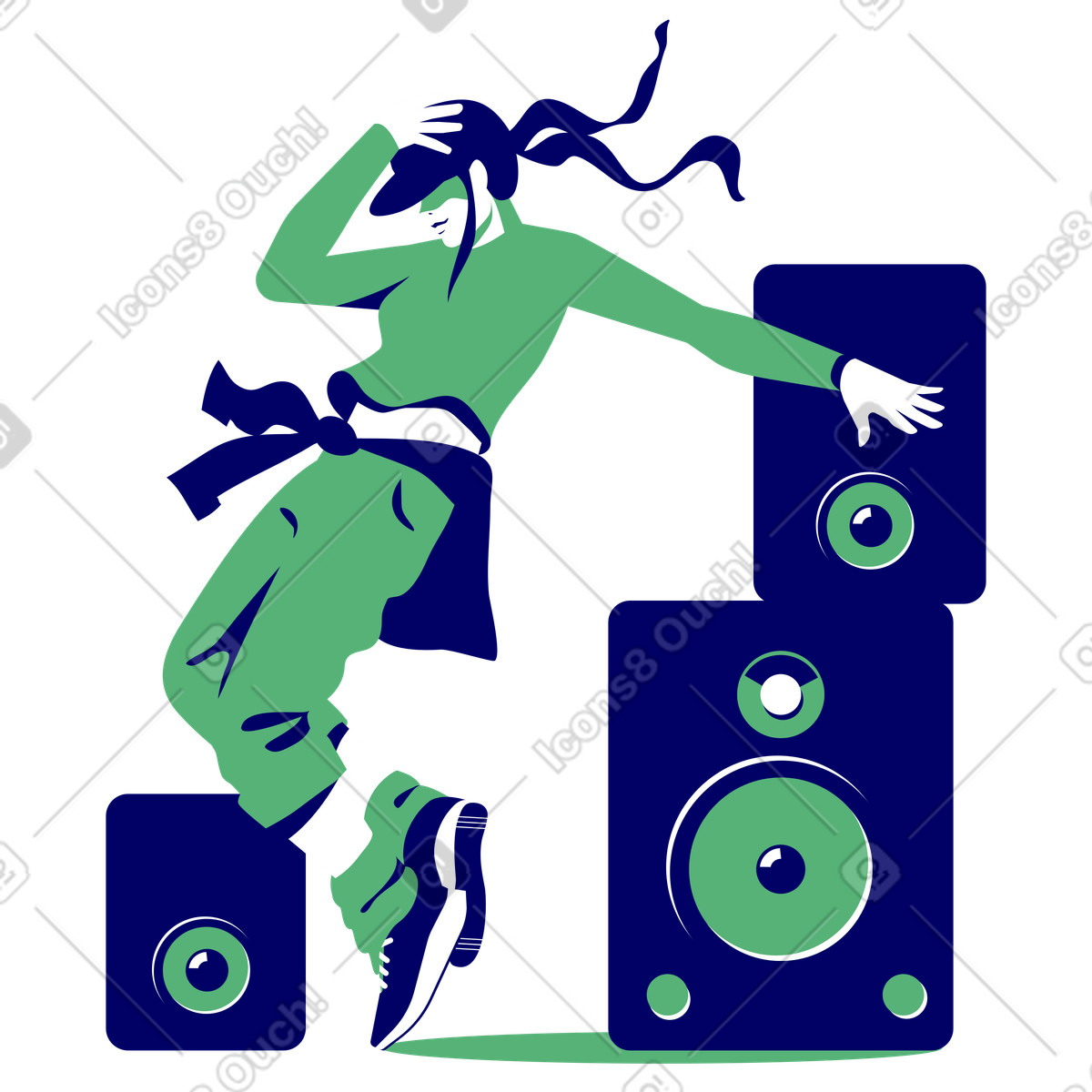 Ballerino di strada e oratore musicale illustrazione in stile Lounge scarica in PNG, SVG
