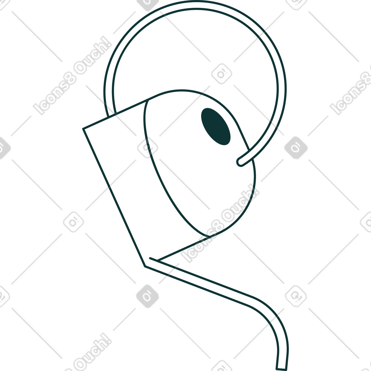 Small white watering can illustration in Florid style download in PNG, SVG
