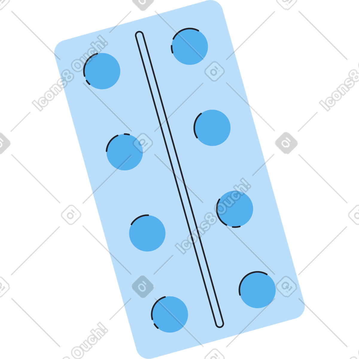 下载 Boba 风格的 蓝色药丸吸塑包装 插画，支持 PNG、SVG 格式