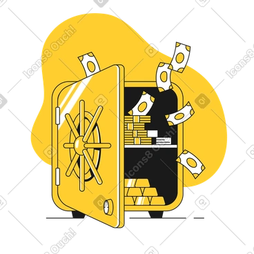 Saving money in safe PNG, SVG