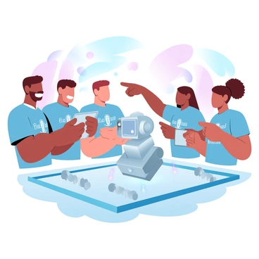 A team of students nervously watching their robot compete in a contest