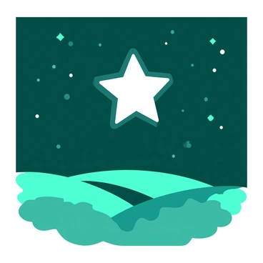 A white bright star is shining prominently in a field of teal dim stars. The bright star is larger and more radiant than the surrounding stars, casting a soft glow. The dim stars are scattered in various sizes, creating a sense of depth in the night sky. The backdrop is filled with a dark expanse, enhancing the contrast between the bright star and the dim stars around it.