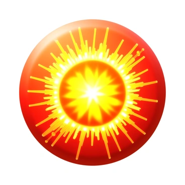 A depiction of nuclear fusion occurring in the core of the sun. The core is shown as a vibrant sphere filled with swirling plasma. Bright flashes of energy are emitted from the fusion reactions, illuminating the surrounding areas with radiant yellow and orange hues. Pulses of light radiate outward, creating a dynamic and energetic atmosphere. The intense heat of the core is represented by a gradient of colors, transitioning from white-hot at the center to deep red and yellow closer to the surface.