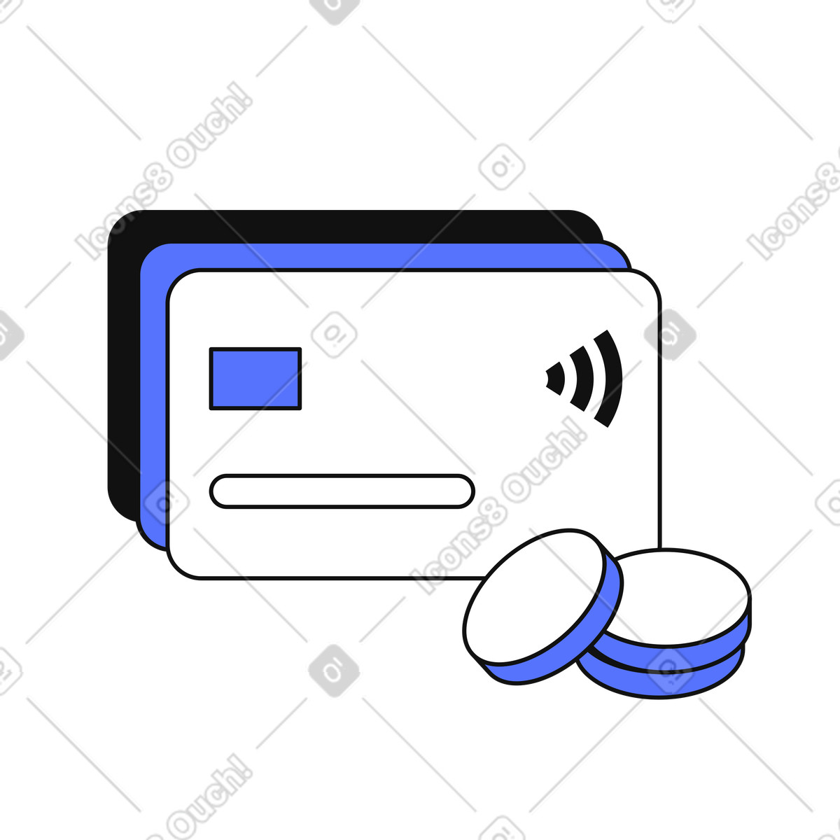 Ilustración Payment cards and coins for financial transactions en estilo Main a descargar en PNG y SVG