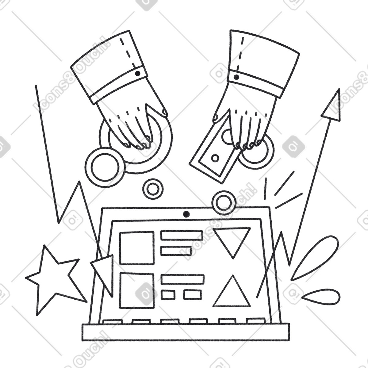 Ilustração de Investir dinheiro online em no estilo Bonbon Line para baixar em PNG, SVG