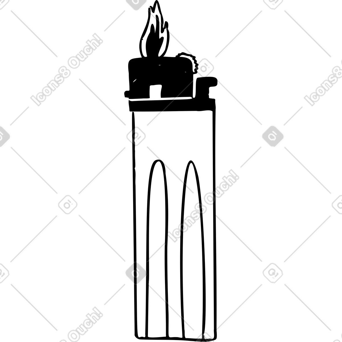 Lighter with fire illustration in Marks style download in PNG, SVG