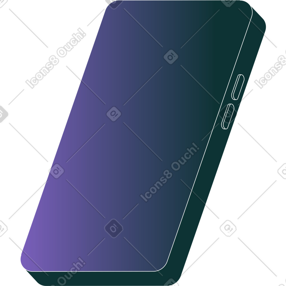 Ilustração de Smartphone preto e roxo inclinado em no estilo Florid para baixar em PNG, SVG