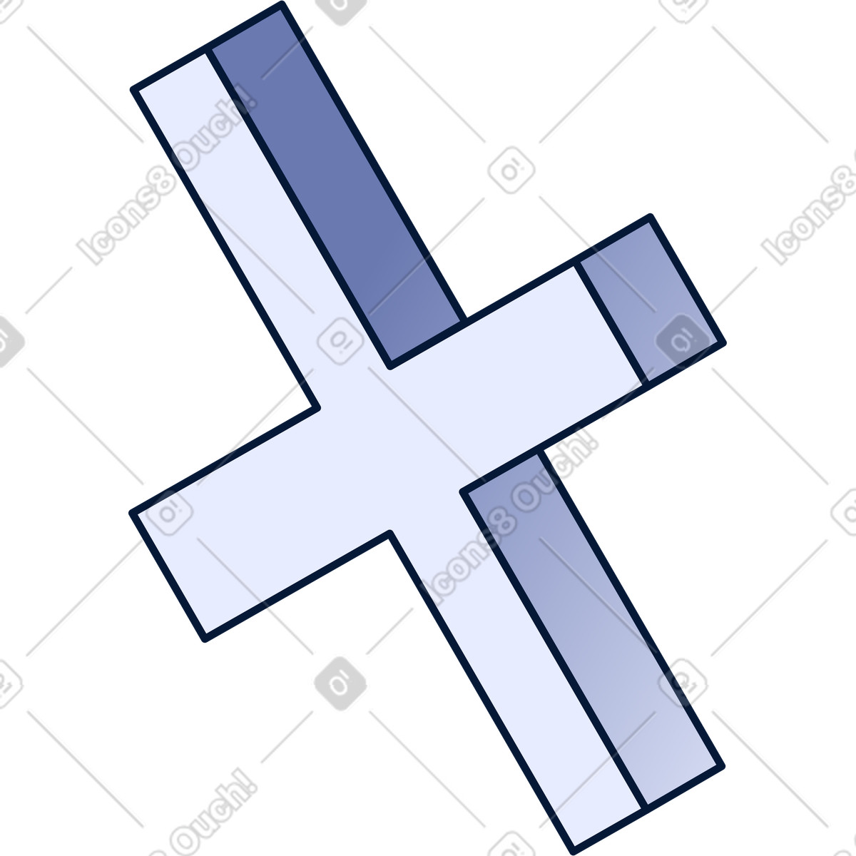 Cross in isometry illustration Neat style download PNG, SVG