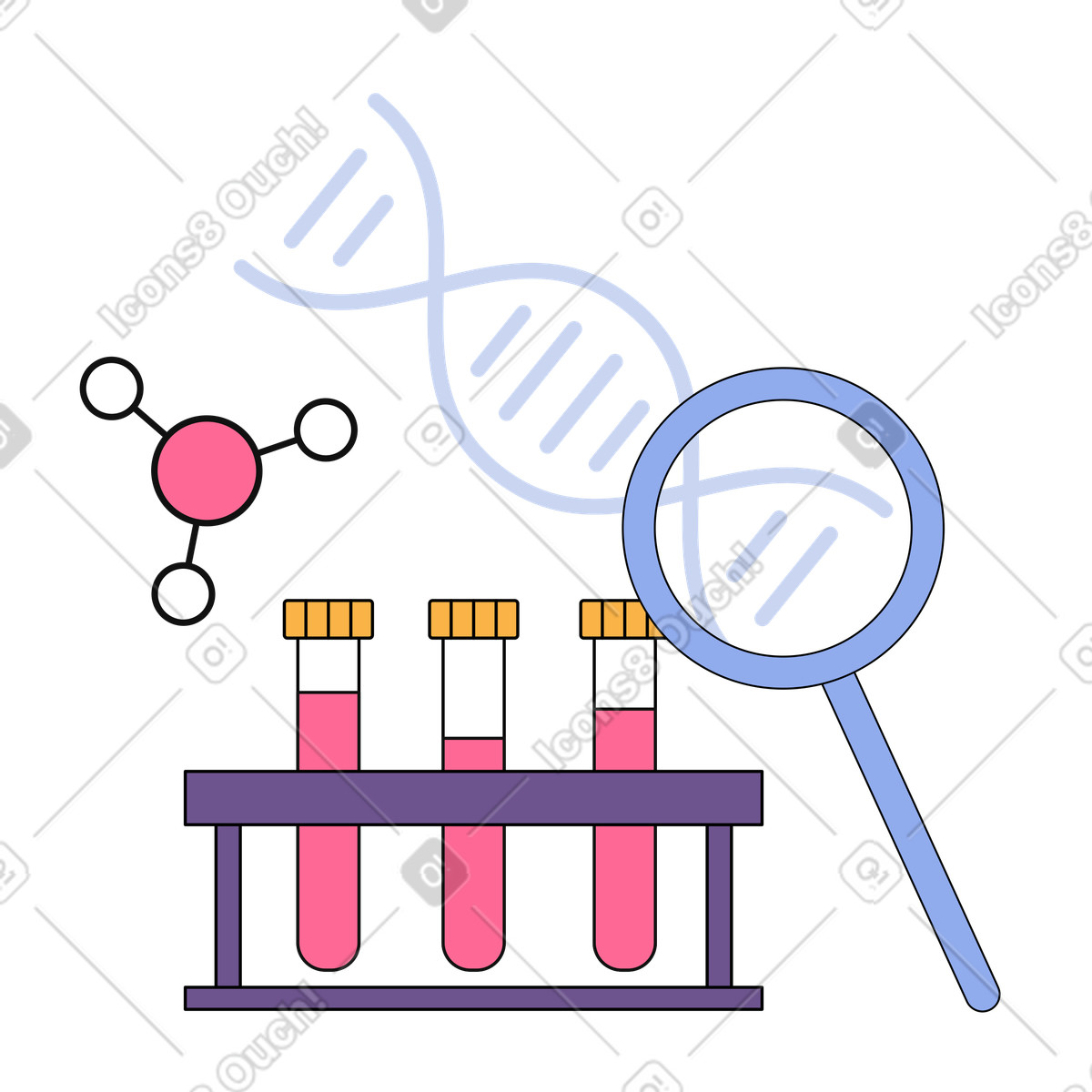下载 Bloom 风格的 Dna 研究和试管 插画，支持 PNG、SVG 格式