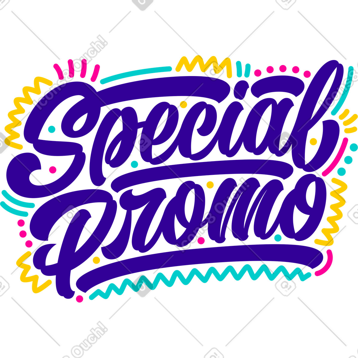 Lettering special promo with dots and lines text illustration in style download in PNG, SVG