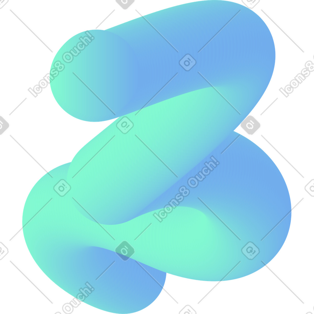 Blue curved shape illustration in Forms style download in PNG, SVG