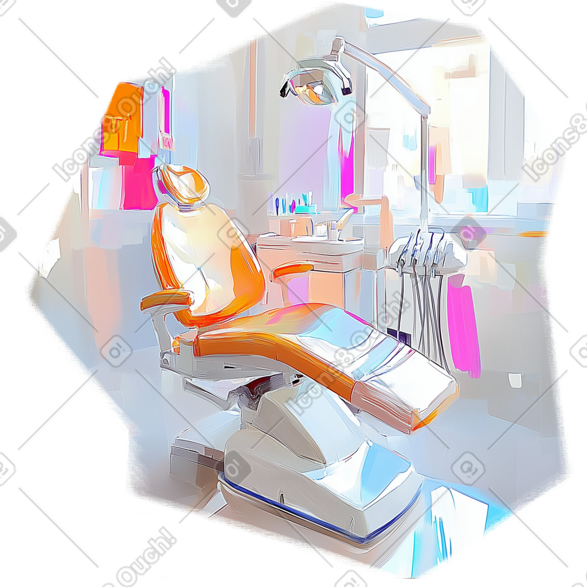 Illustration Peinture à l'huile d'un cabinet de dentiste dans le style Pictorial télécharger aux formats PNG, SVG