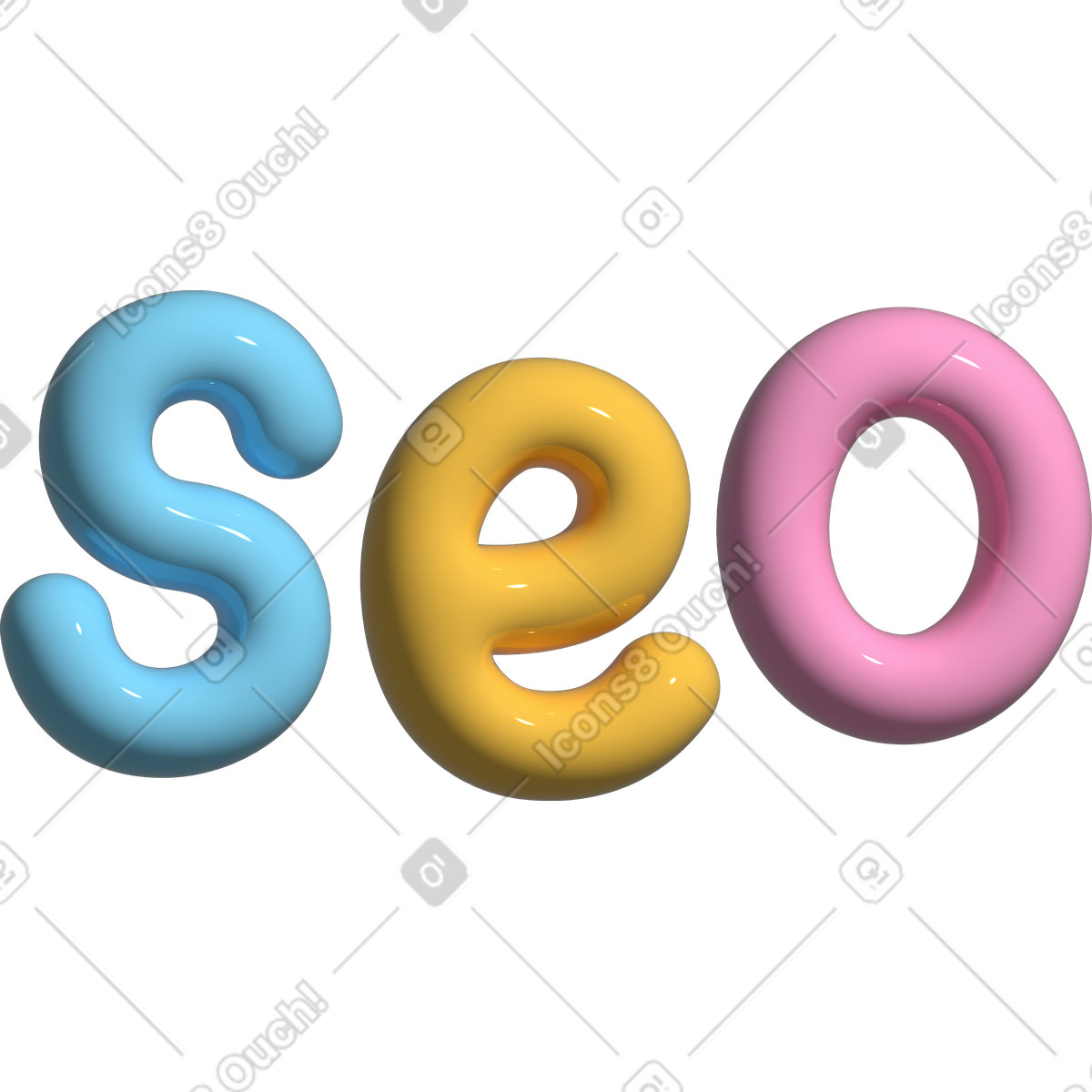 Ilustración Seo de texto 3d en estilo Cartoony a descargar en PNG y SVG