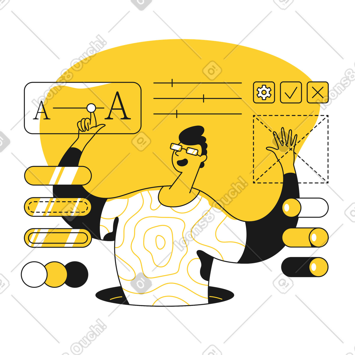 No code website developer choosing elements illustration in PNG, SVG