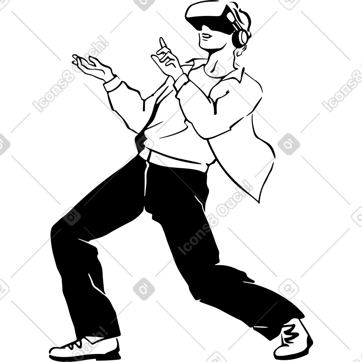 Mann mit virtual-reality-brille-Illustration im Line-Stil als Download in PNG, SVG