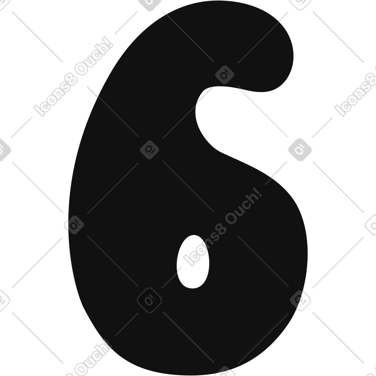 Number 6 illustration in Journal style download in PNG, SVG