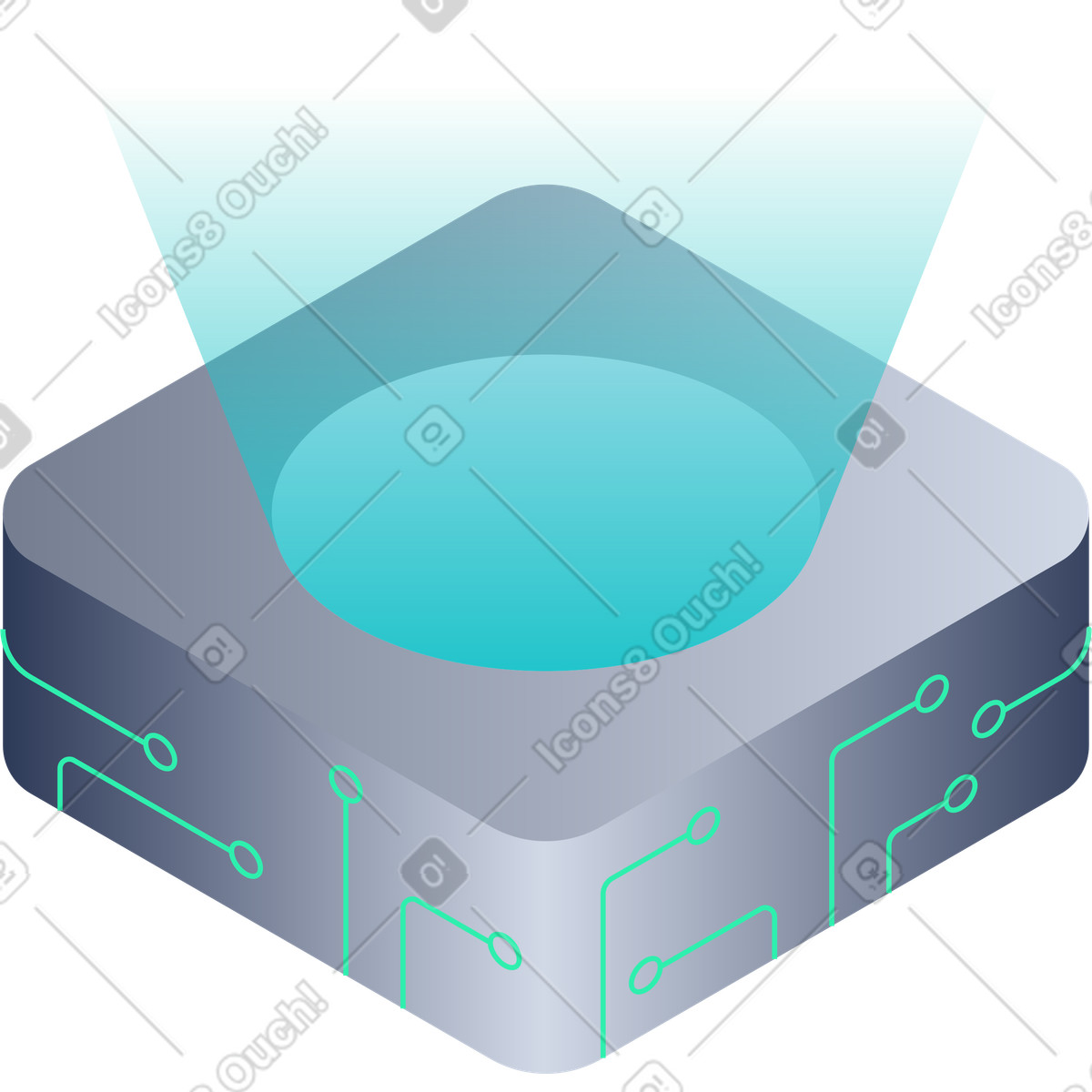 Ilustración Base de plataforma tecnológica rectangular en estilo Lucent a descargar en PNG y SVG