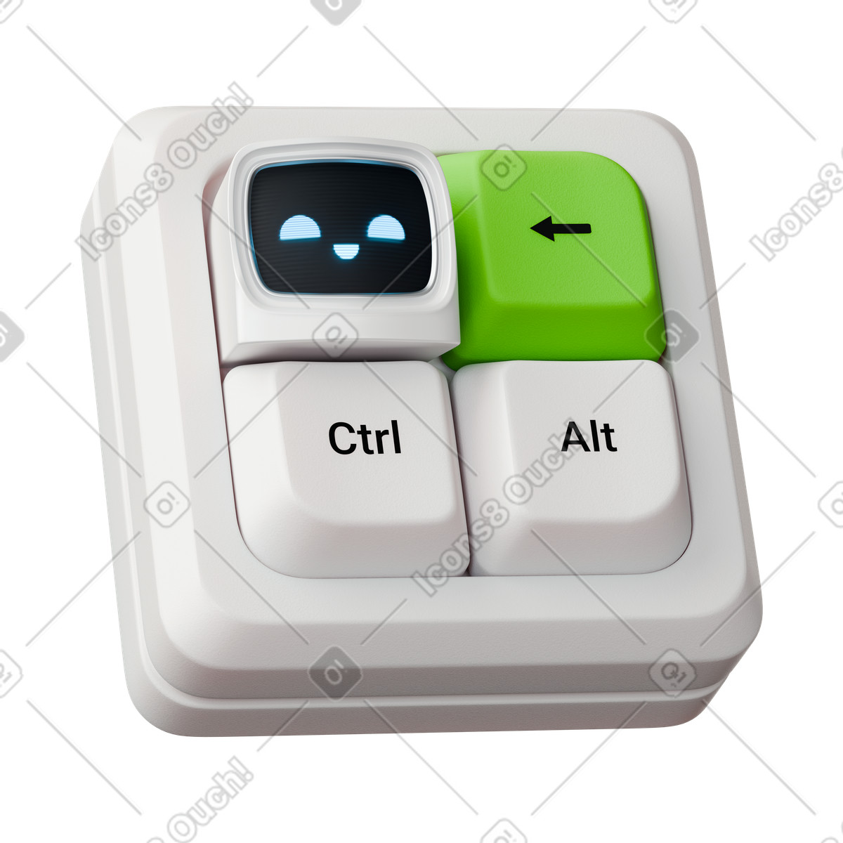 Happy ai robot assistant illustration in 3D Stickle style download in PNG, SVG
