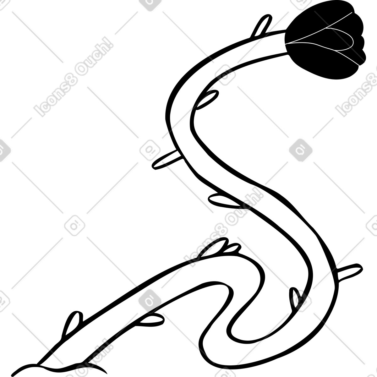 Illustration Grande plante avec une fleur dans le style Journal à télécharger aux formats PNG, SVG