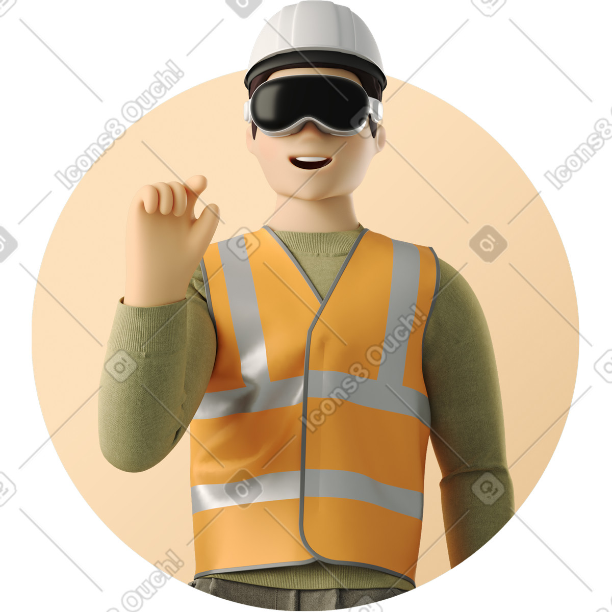 下载 3D Business 风格的 Builder in vr glasses 插画，支持 PNG、SVG 格式