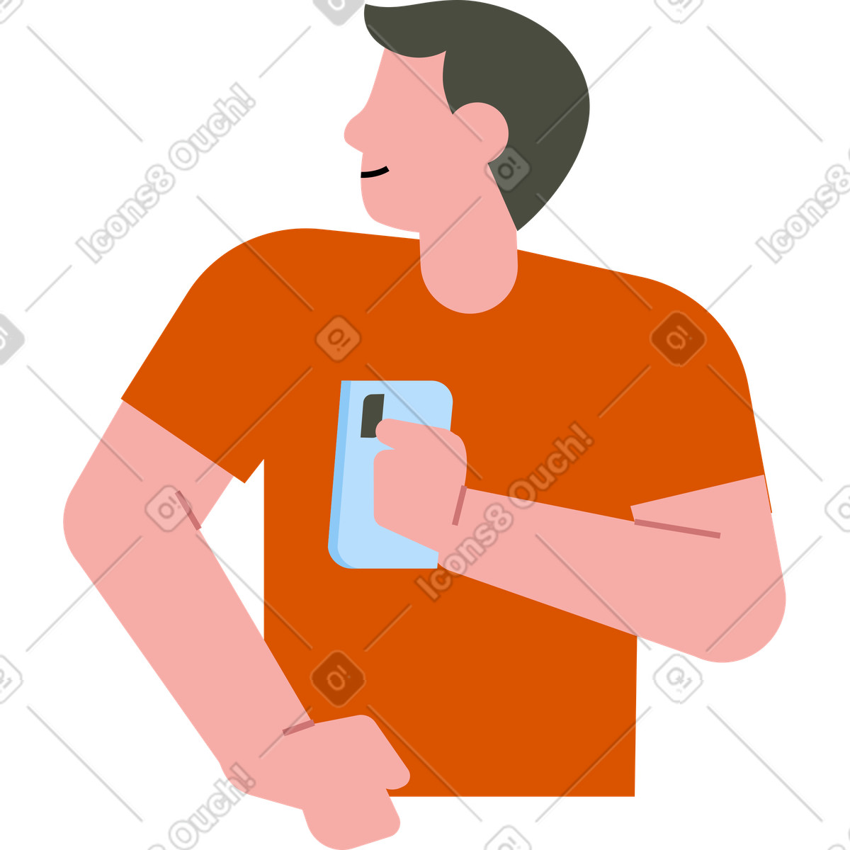 Uomo che tiene un telefono illustrazione in stile Vector scarica in PNG, SVG