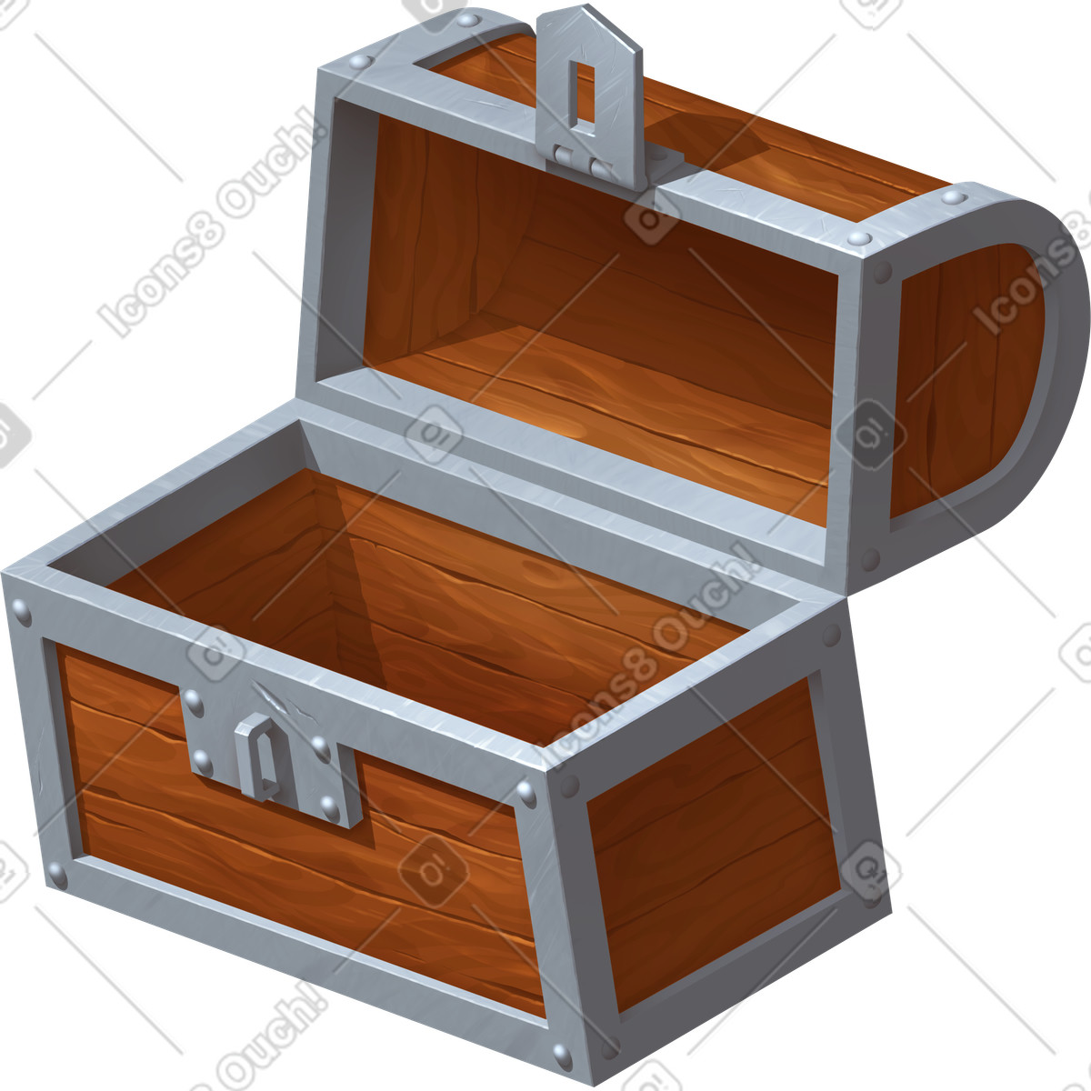 下载 Props 风格的 Opened wooden chest 插画，支持 PNG、SVG 格式