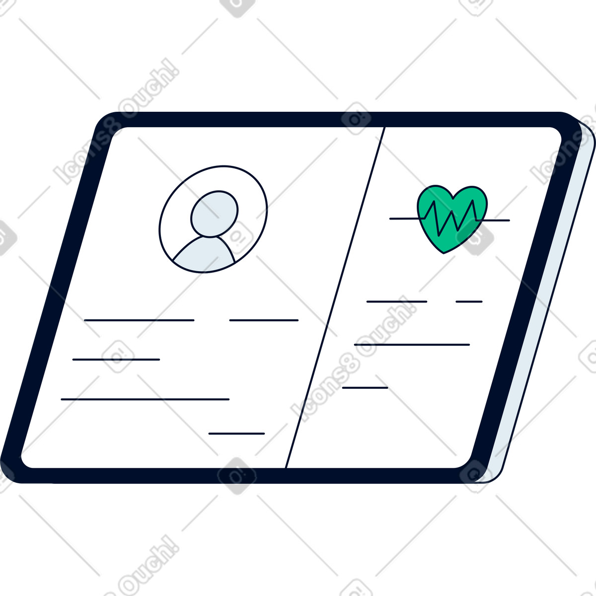 Teal 스타일의 태블릿 의료 앱 일러스트레이션 PNG, SVG 다운로드
