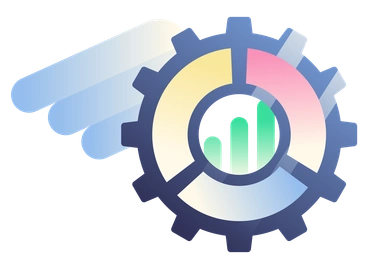 A gear with colorful segments and upward bars - Beam style illustration
