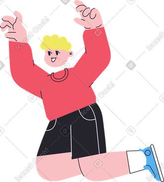 Smiling boy with his arms up PNG, SVG