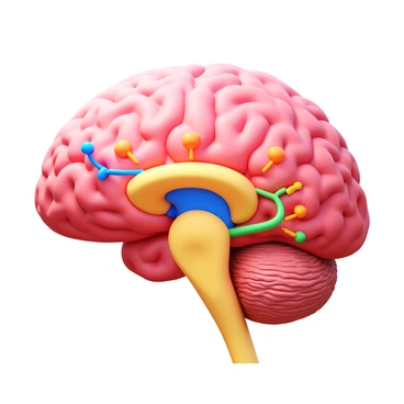 A detailed illustration of the hypothalamus located in the brain. The hypothalamus is depicted in a cross-sectional view, showcasing its distinct shape and location below the thalamus. Various connections to other brain regions such as the pituitary gland, the brainstem, and the limbic system are clearly labeled. Each pathway is highlighted in different colors to differentiate them, with arrows indicating the direction of signal flow. The surrounding structures, including the cerebral cortex, are rendered in a muted color palette to emphasize the hypothalamus and its connections. Clear anatomical labels accompany each region for educational purposes.