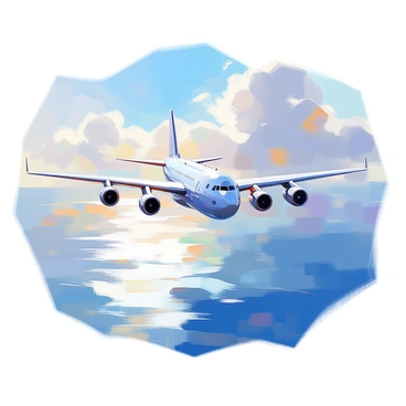 An Antonov plane crossing over a vast ocean