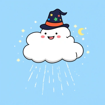A magician cloud performing tricks with stars and moon dust