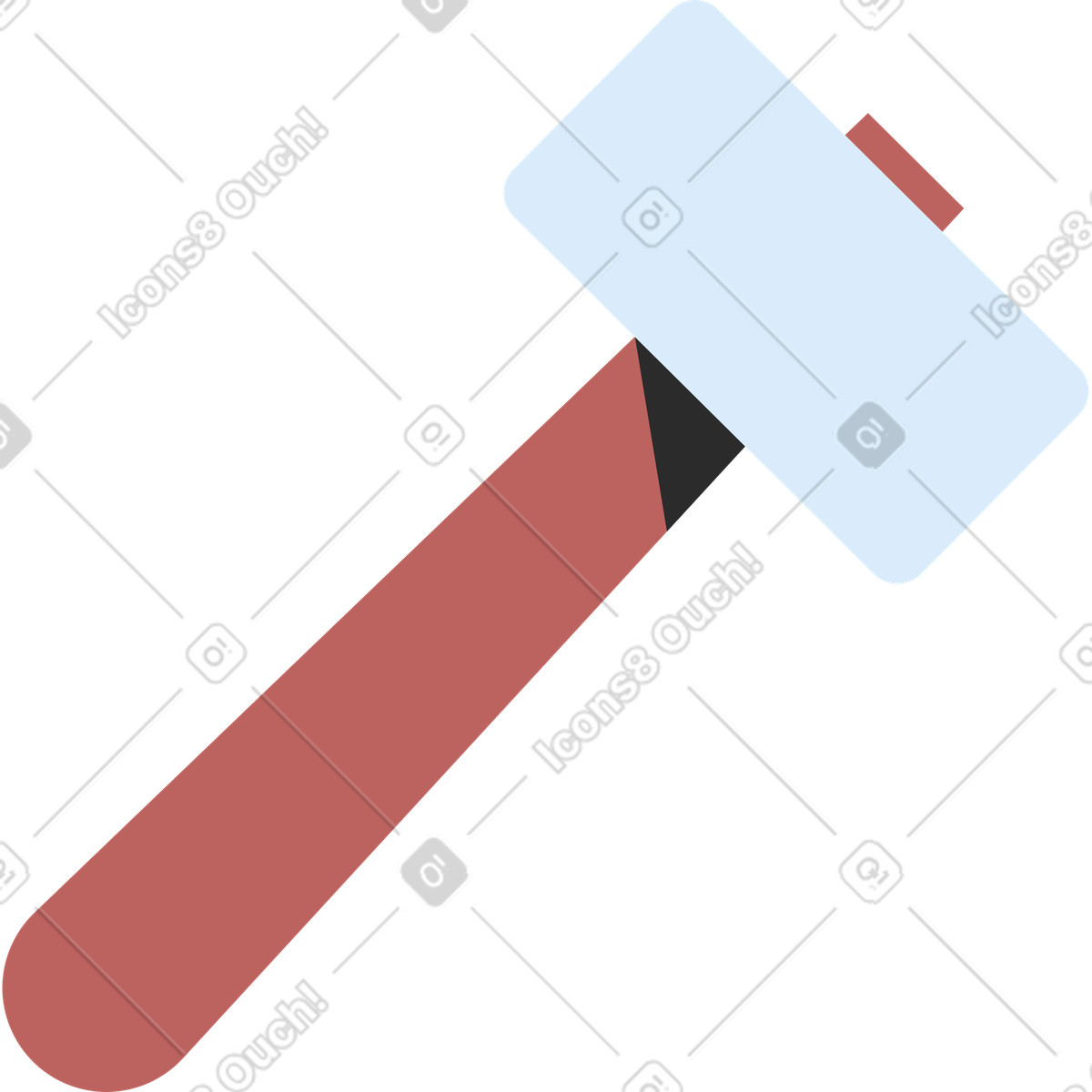 Sculptor's brown hammer illustration in Marginalia style download in PNG, SVG