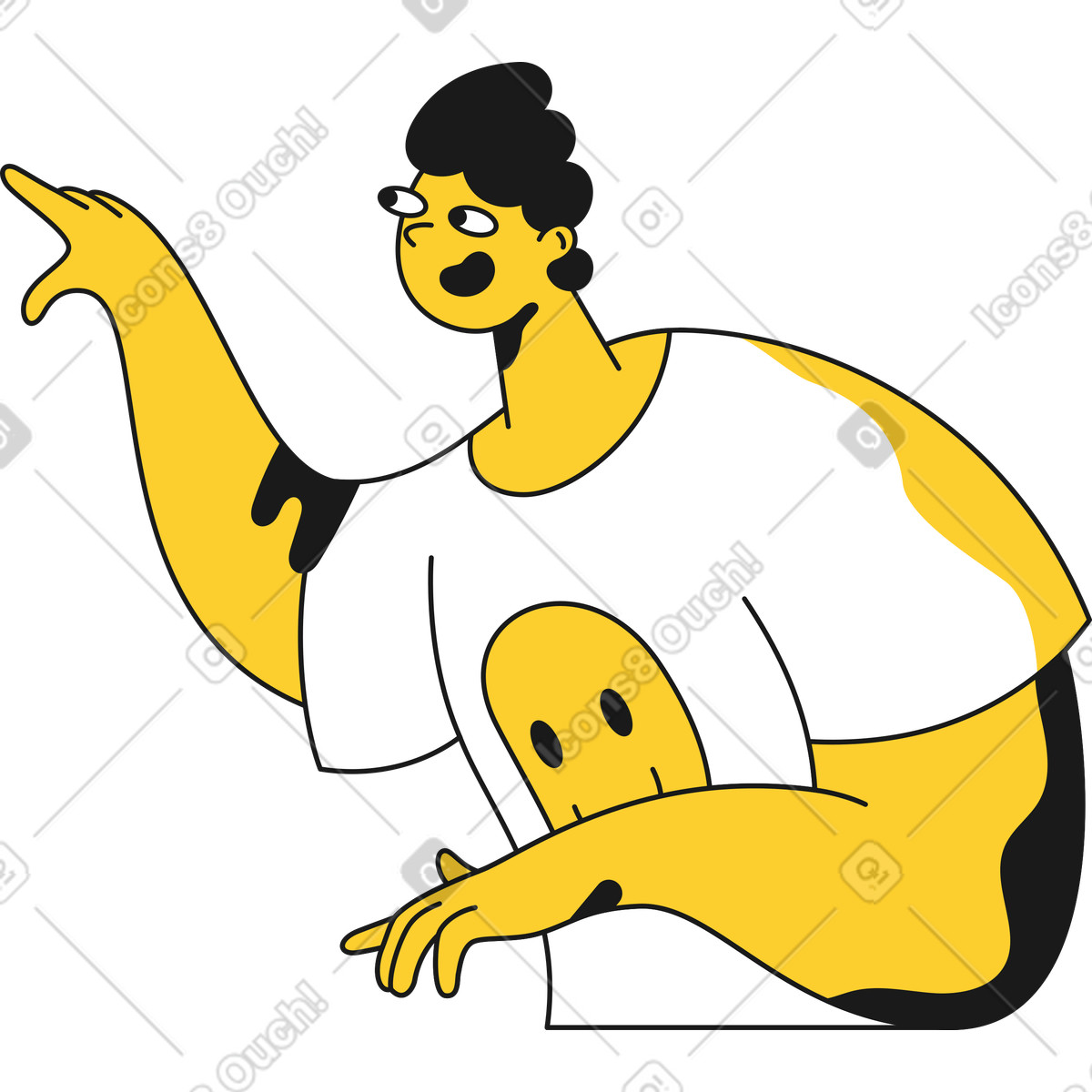 Illustration Homme pointant du doigt dans le style Taxi à télécharger aux formats PNG, SVG