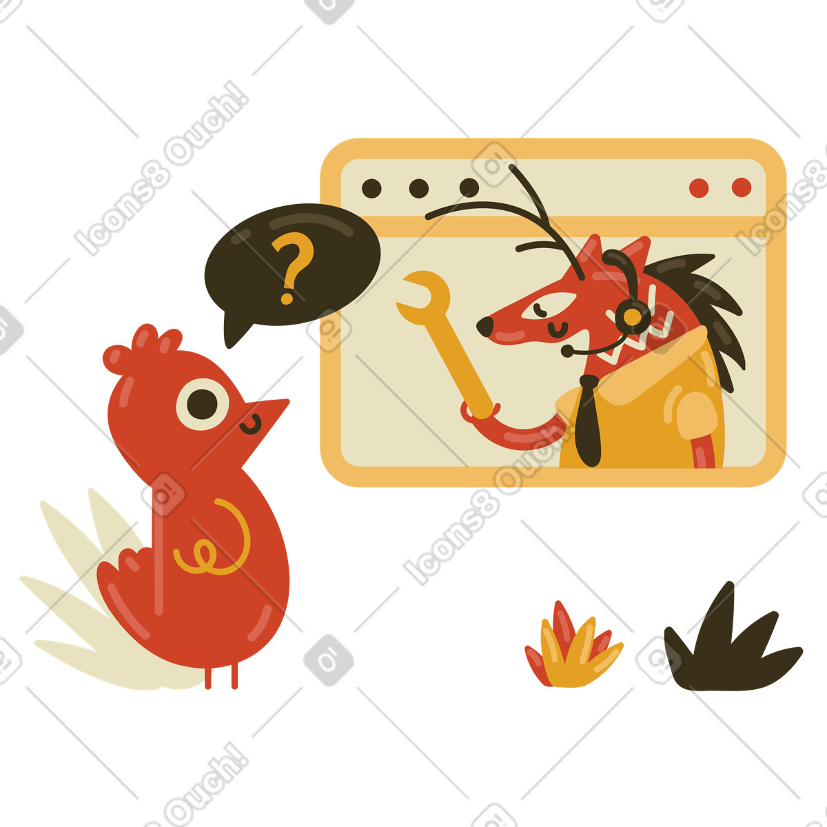 Ilustração de Suporte on-line e atendimento ao cliente em no estilo Arabica para baixar em PNG, SVG