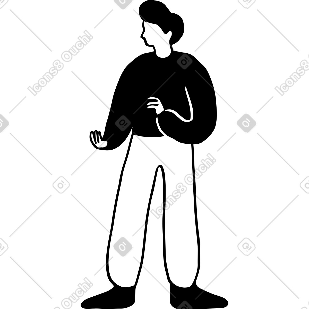 Man holding something illustration in Journal style download in PNG, SVG