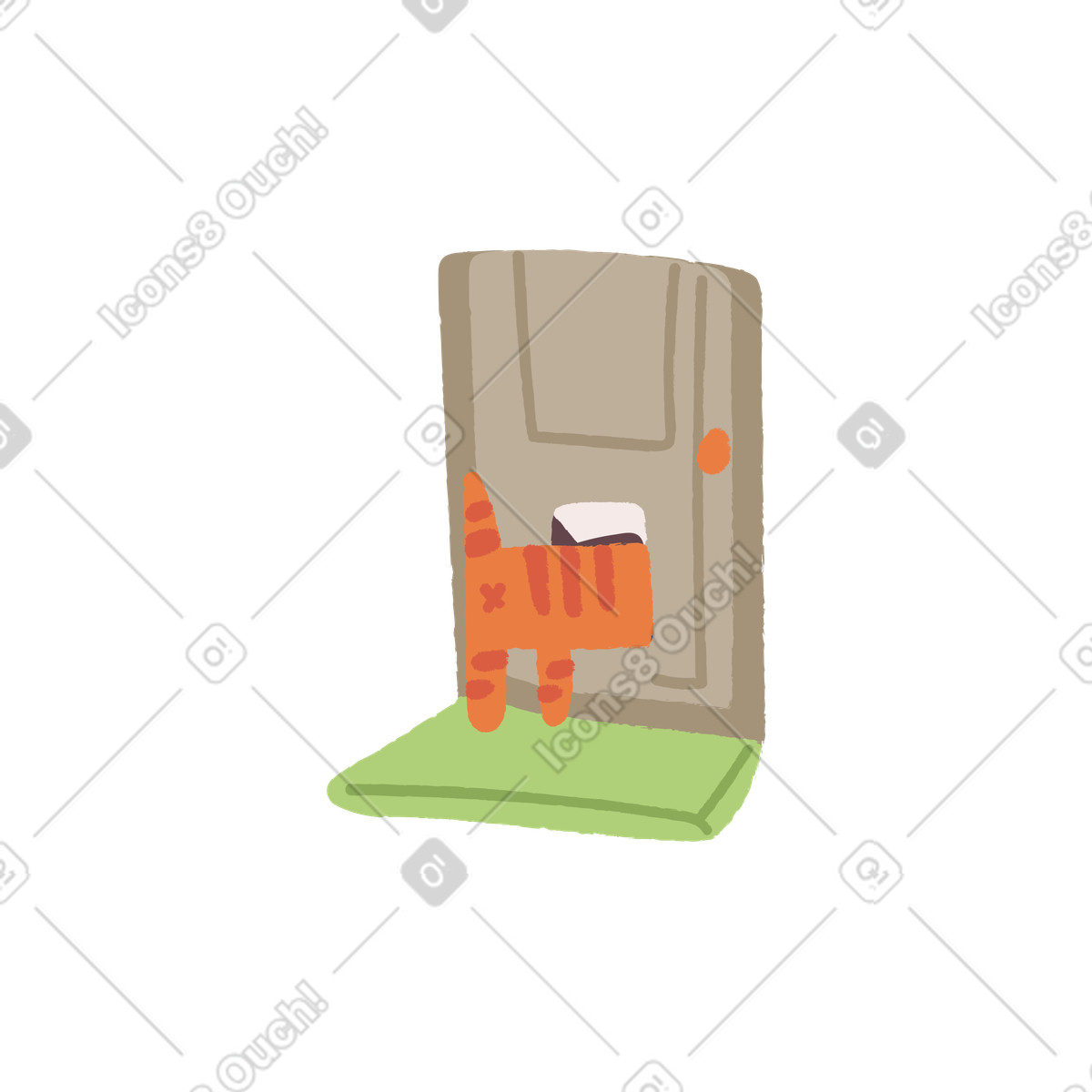 Gatto che passa attraverso la porta per animali domestici illustrazione in stile Ginger Cat scarica in PNG, SVG