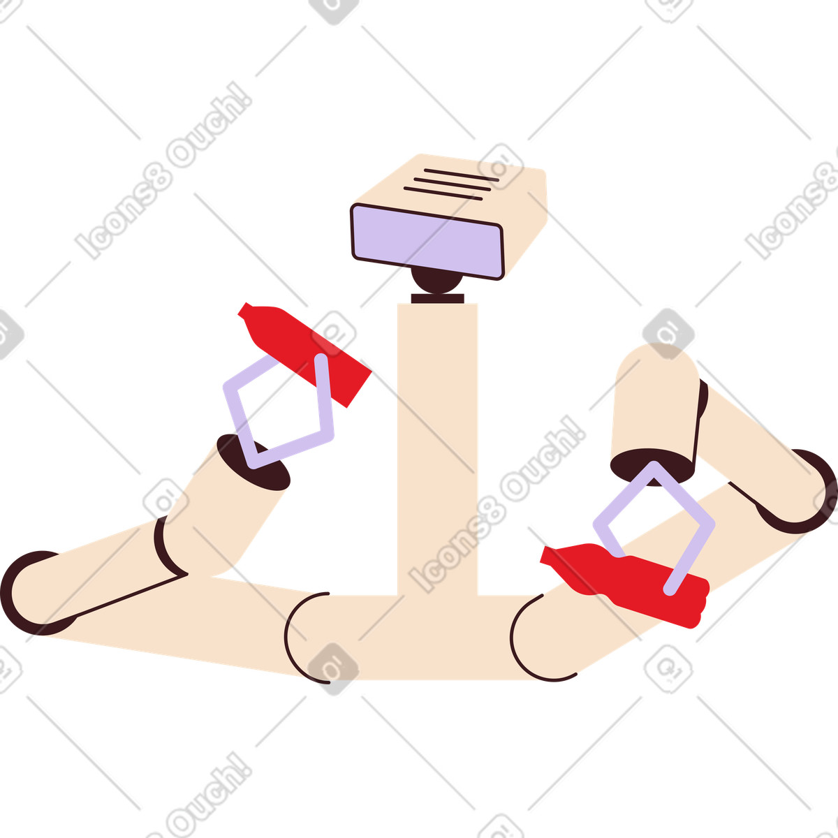 Robot per lo smistamento delle bottiglie illustrazione in stile Folks scarica in PNG, SVG