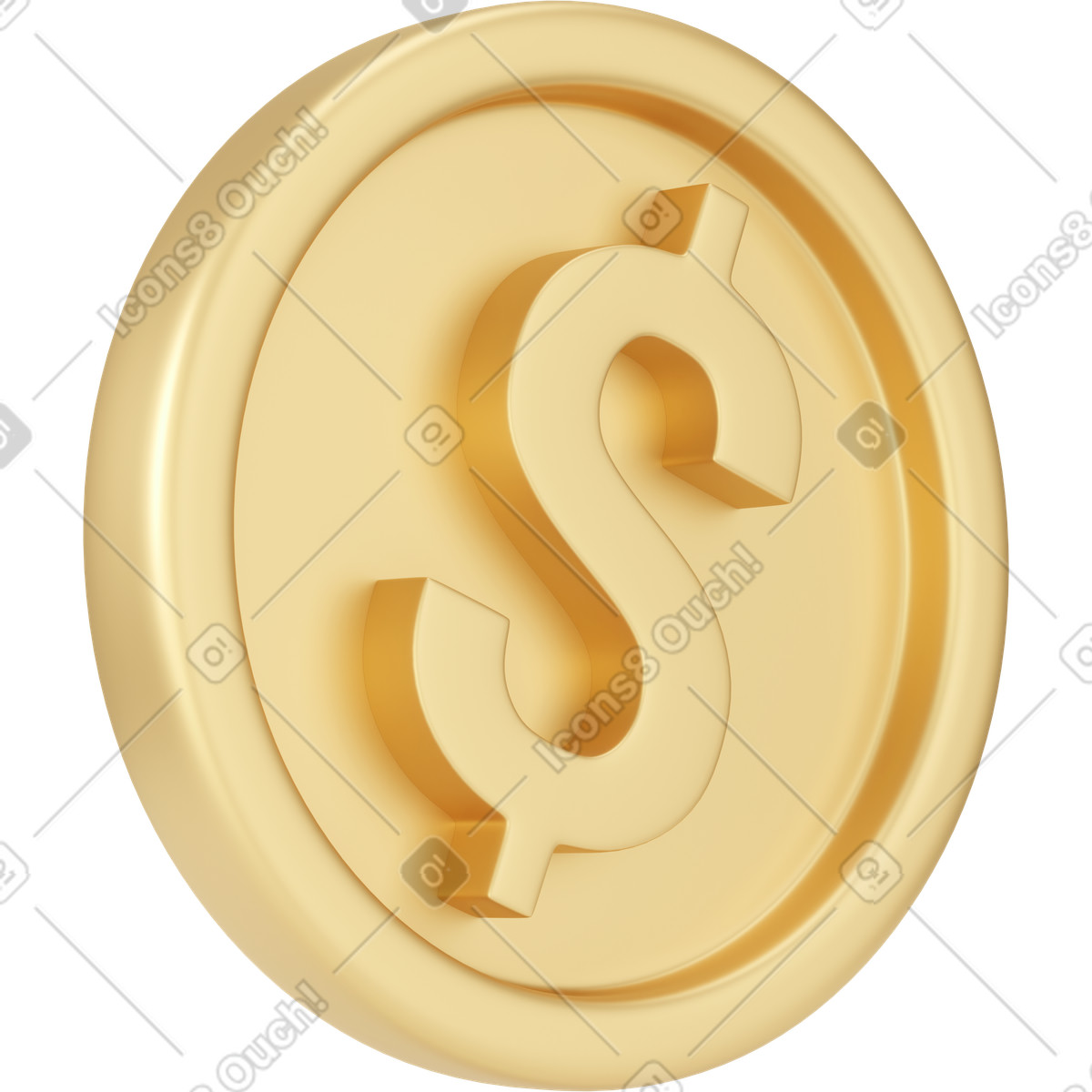 Illustration Pièce d'un dollar vue de côté dans le style 3D Business à télécharger aux formats PNG, SVG