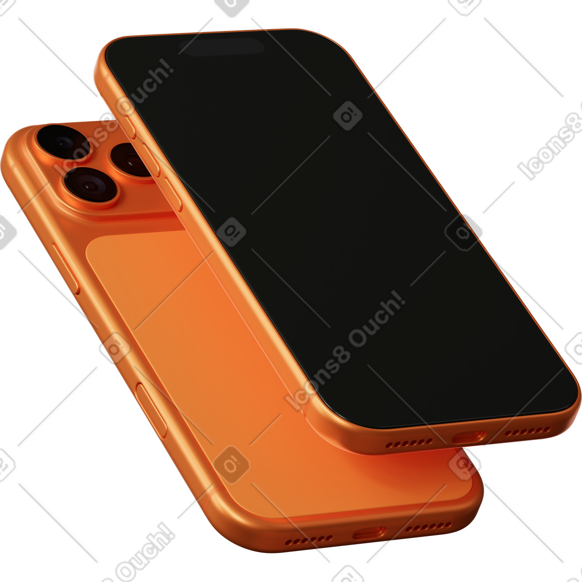 Illustration Iphones orange dans le style 3D Business à télécharger aux formats PNG, SVG