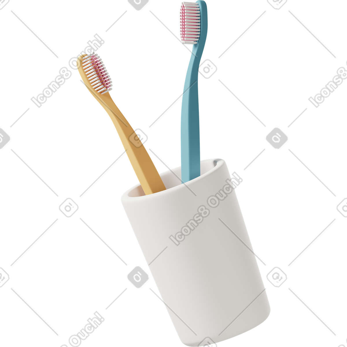 Ilustração de Toothbrushes in cup em no estilo 3D Casual life para baixar em PNG, SVG