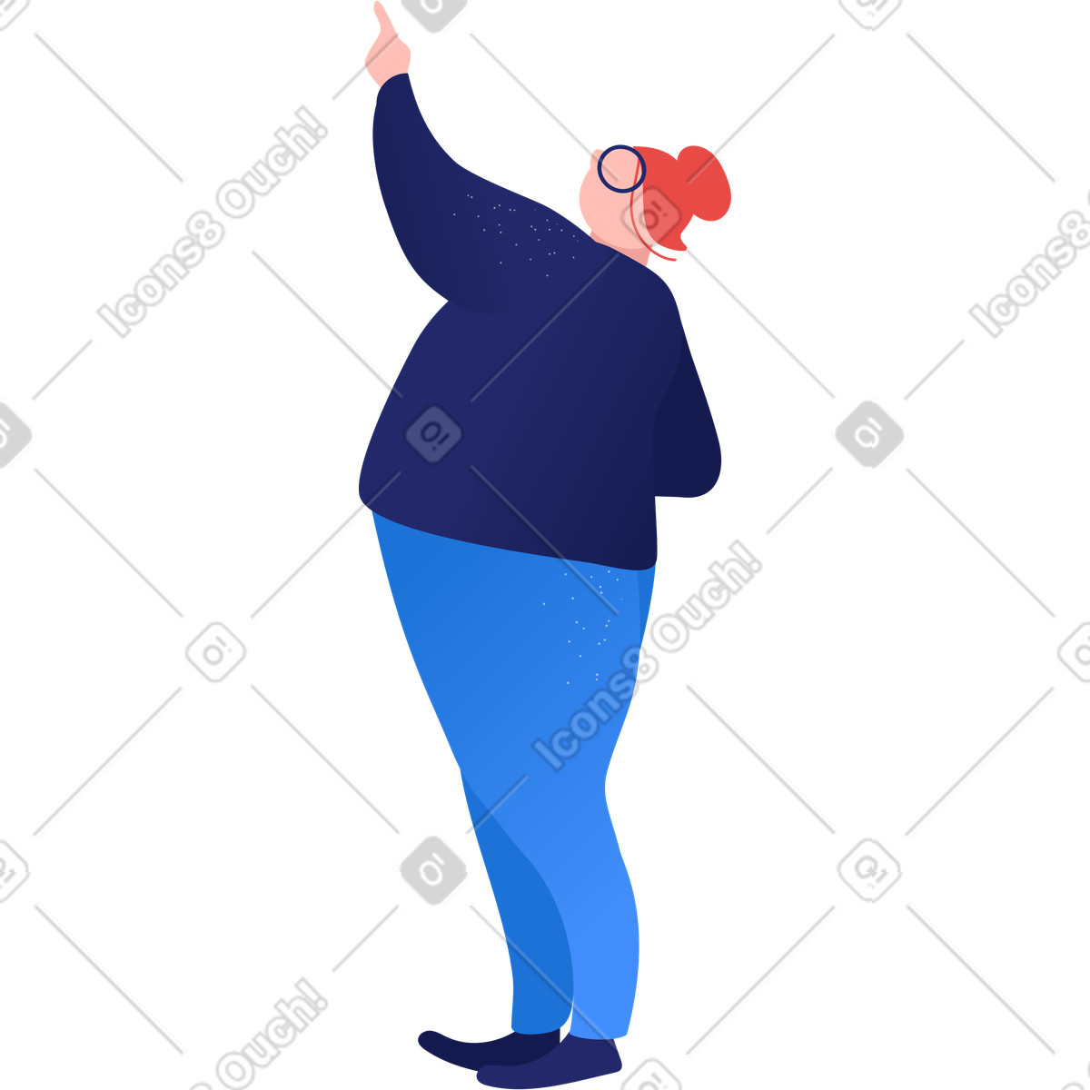 Dicke frau zeigt-Illustration im Clip-Stil als Download in PNG, SVG