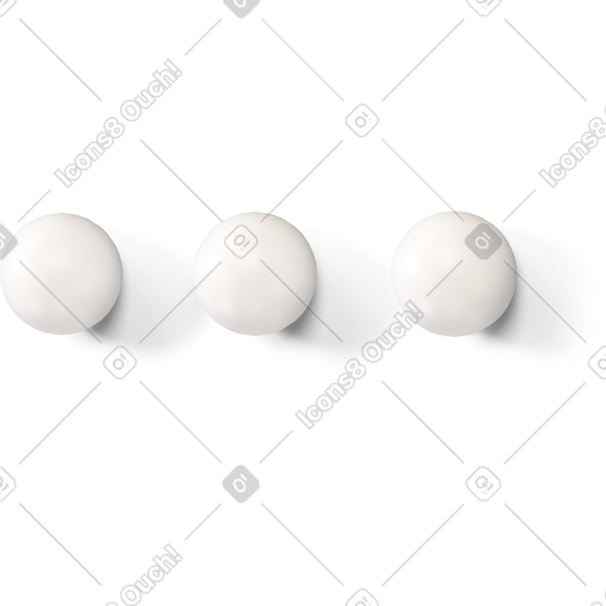 Illustration Icône de trois points blancs dans le style 3D Buddy à télécharger aux formats PNG, SVG