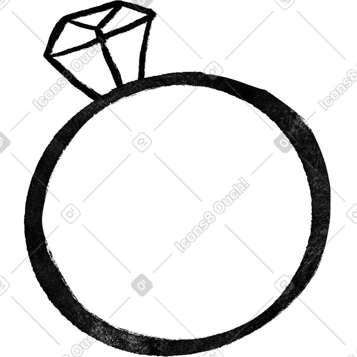 Ilustración Black ring with diamond en estilo Inky a descargar en PNG y SVG