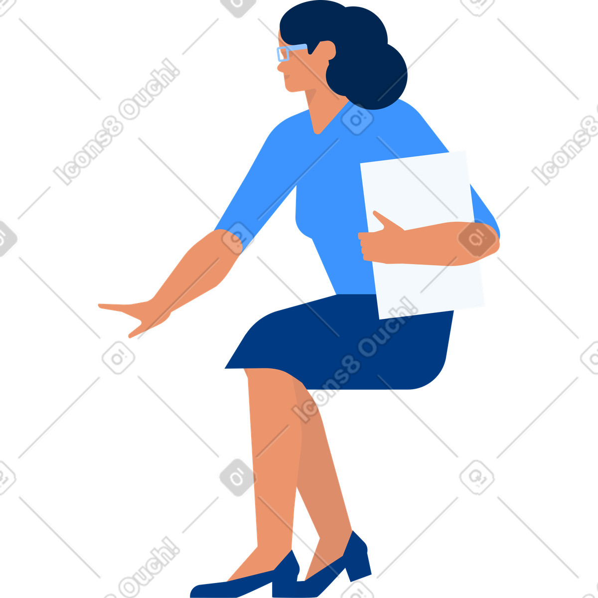 Ilustración 坐着的女心理学家 en estilo Urban a descargar en PNG y SVG