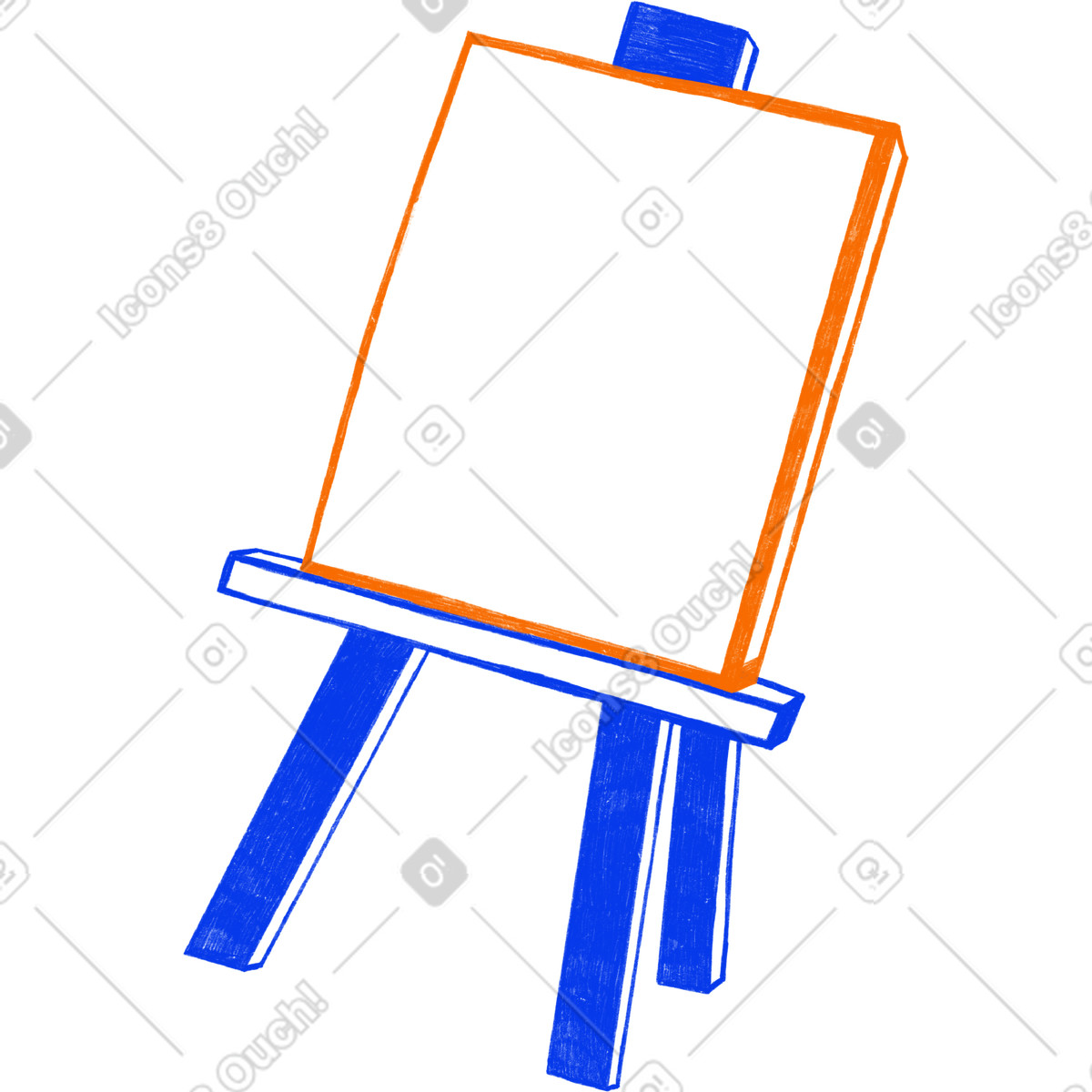 Biro 스타일의 Blue easel with large canvas 일러스트레이션 PNG, SVG 다운로드
