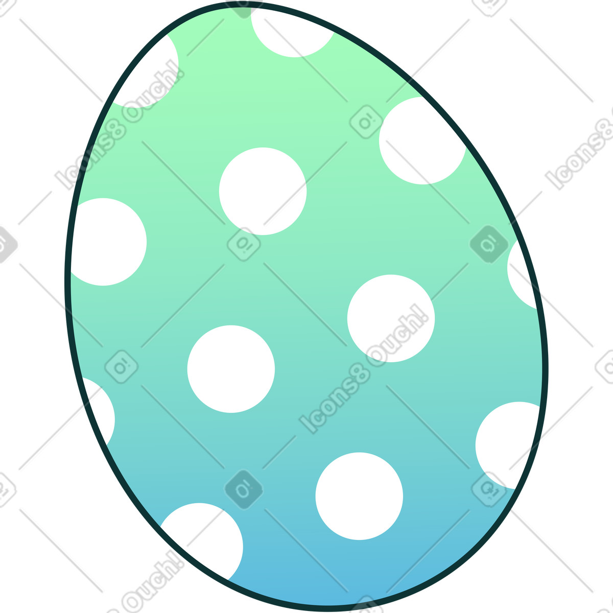 Ilustración Huevo de pascua lunares verdes en estilo Florid a descargar en PNG y SVG