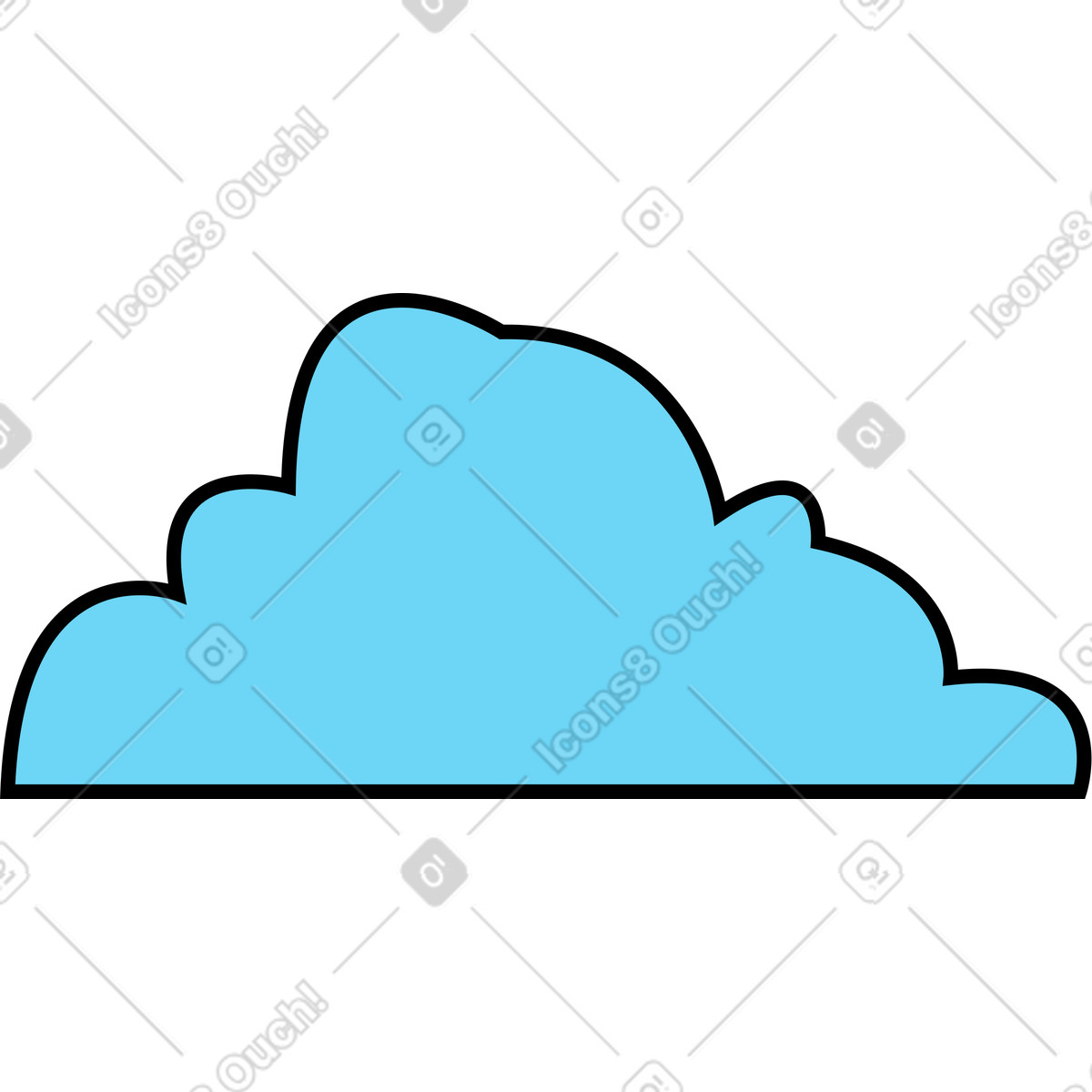 Blue cloud, sky object illustration in Wiggle style download in PNG, SVG